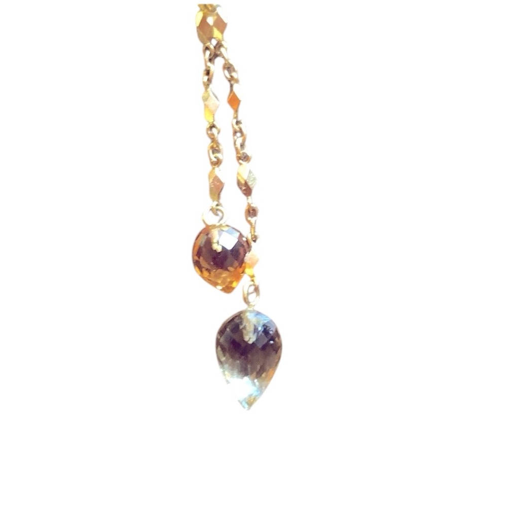 22 K Gold and Peridot necklace with Citrine Briolettes - Picture 9 of 12